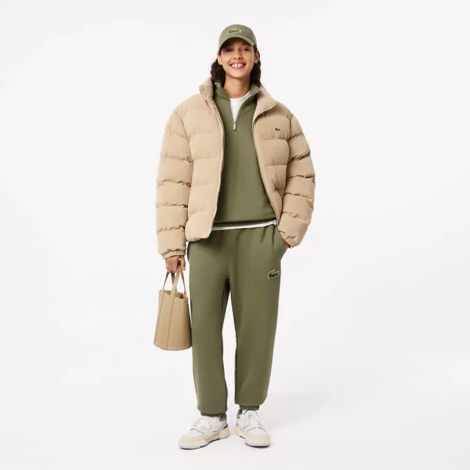 Loose Fit Zip Neck Badge Accent Sweatshirt