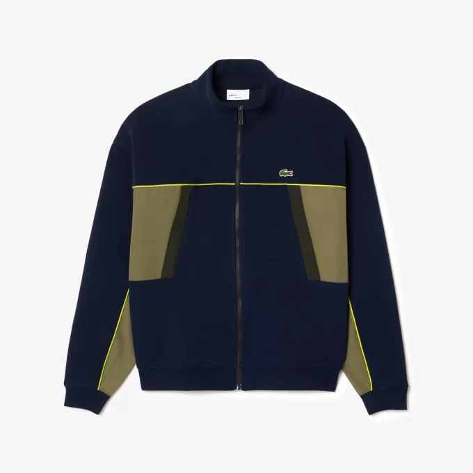 Loose Fit Zip-Up Piqué Sweatshirt