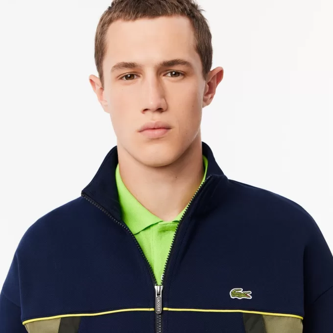 Loose Fit Zip-Up Piqué Sweatshirt
