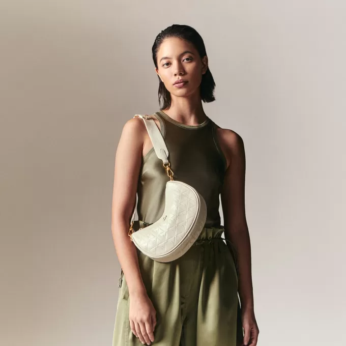 Maheki Embossed Leather Half Moon Purse