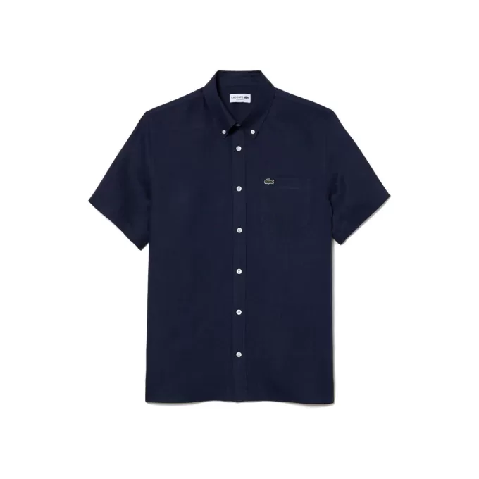 Men S Lacoste Short Sleeve Linen Shirt