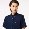 Men S Lacoste Short Sleeve Linen Shirt