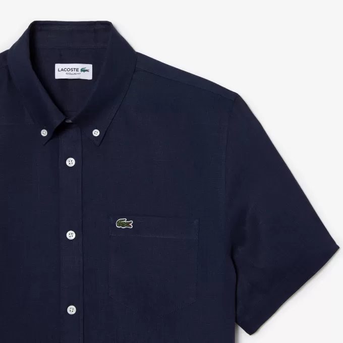 Men S Lacoste Short Sleeve Linen Shirt