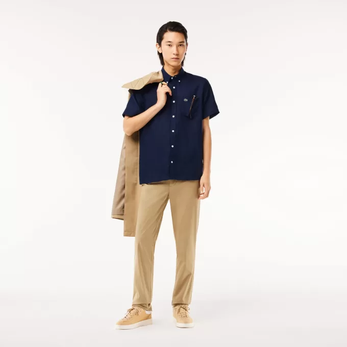 Men S Lacoste Short Sleeve Linen Shirt