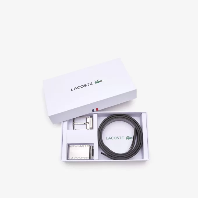 Men’s Lacoste Pin And Flat Buckle Belt Gift Set