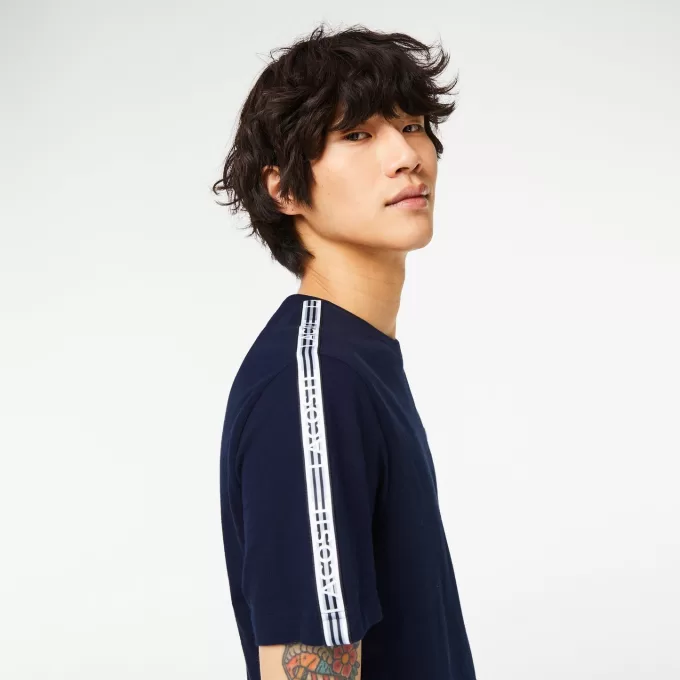 Mens Lacoste Regular Fit Logo Stripe T-shirt