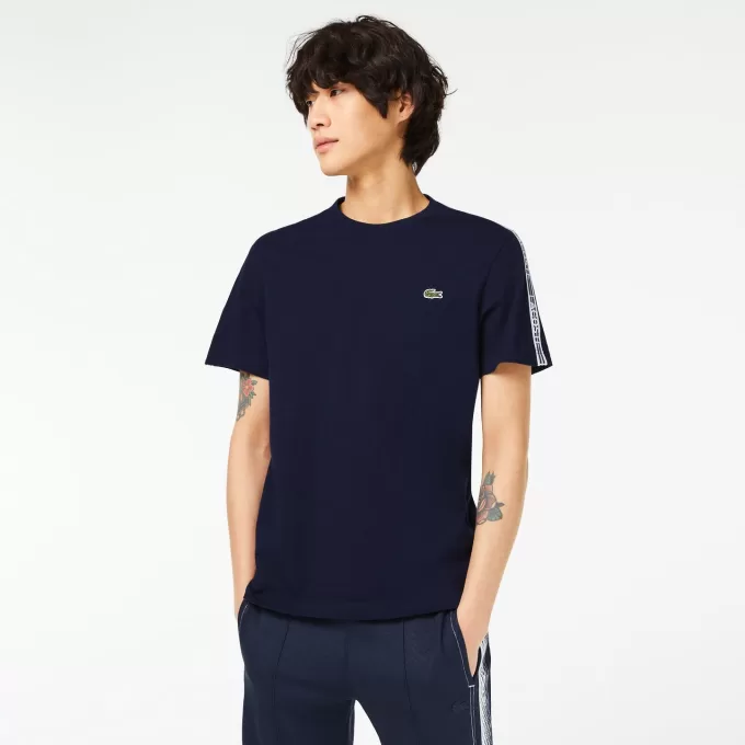 Mens Lacoste Regular Fit Logo Stripe T-shirt