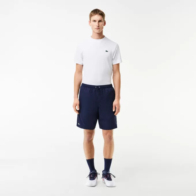 Men’s Lacoste SPORT tennis shorts in solid diamond weave taffeta