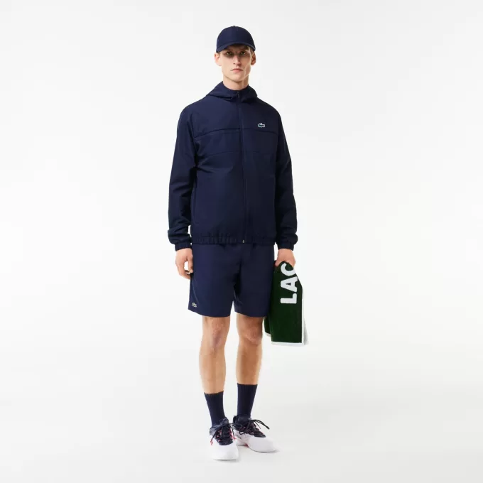 Men’s Lacoste SPORT tennis shorts in solid diamond weave taffeta