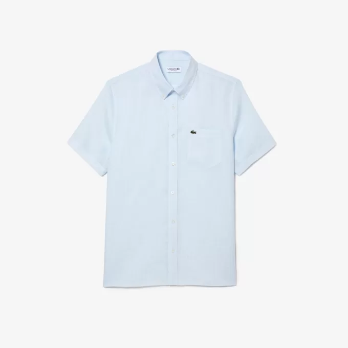 Men’s Lacoste Short Sleeve Linen Shirt Men’s Lacoste Short Sleeve Linen Shirt