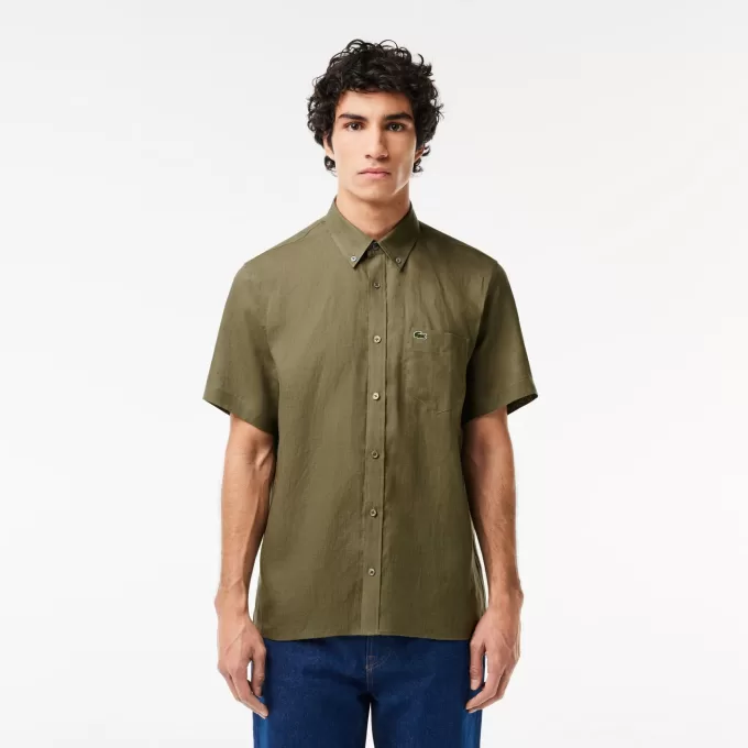 Men’s Lacoste Short Sleeve Linen Shirt