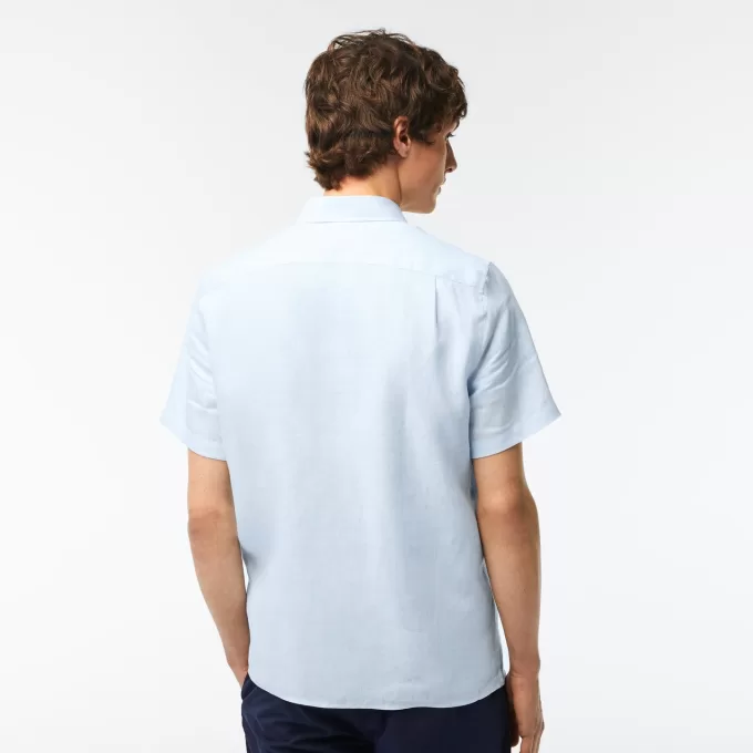 Men’s Lacoste Short Sleeve Linen Shirt Men’s Lacoste Short Sleeve Linen Shirt