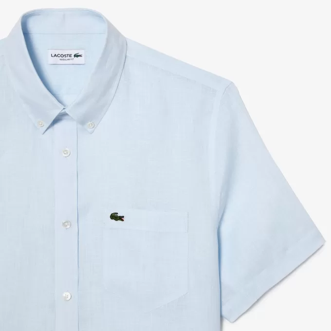 Men’s Lacoste Short Sleeve Linen Shirt Men’s Lacoste Short Sleeve Linen Shirt