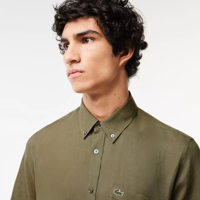 Men’s Lacoste Short Sleeve Linen Shirt