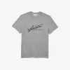 Mens Signature And Crocodile Print Crew Neck Cotton T-Shirt