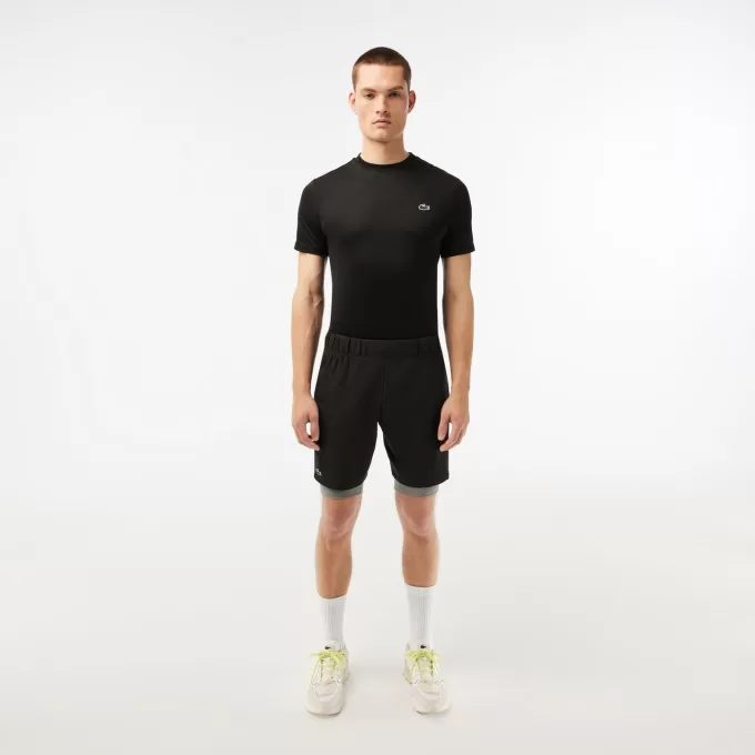Mens Two-Tone Lacoste Sport Shorts with Built-in Undershorts Mens Two-Tone Lacoste Sport Shorts with Built-in Undershorts