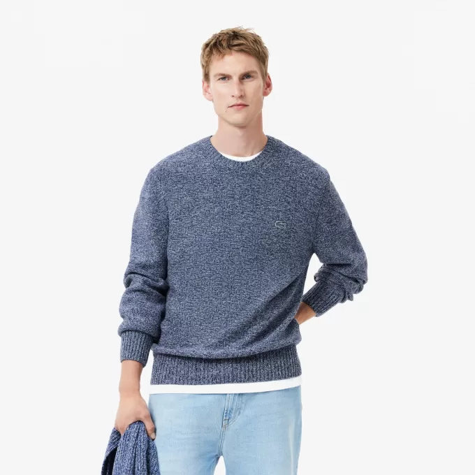 Mercerized Carded Wool Crew Neck Sweater