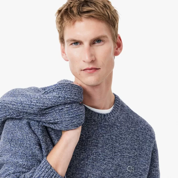 Mercerized Carded Wool Crew Neck Sweater