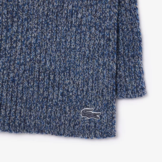 Mercerized Carded Wool Rib Knit Scarf