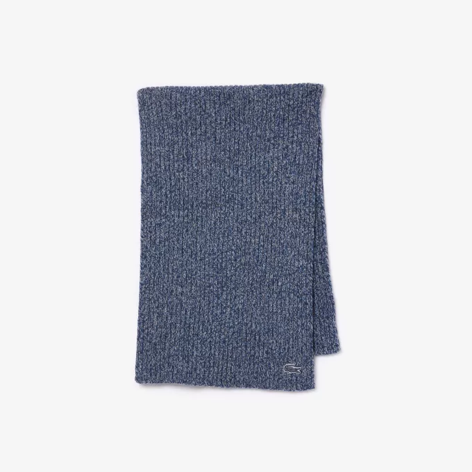 Mercerized Carded Wool Rib Knit Scarf