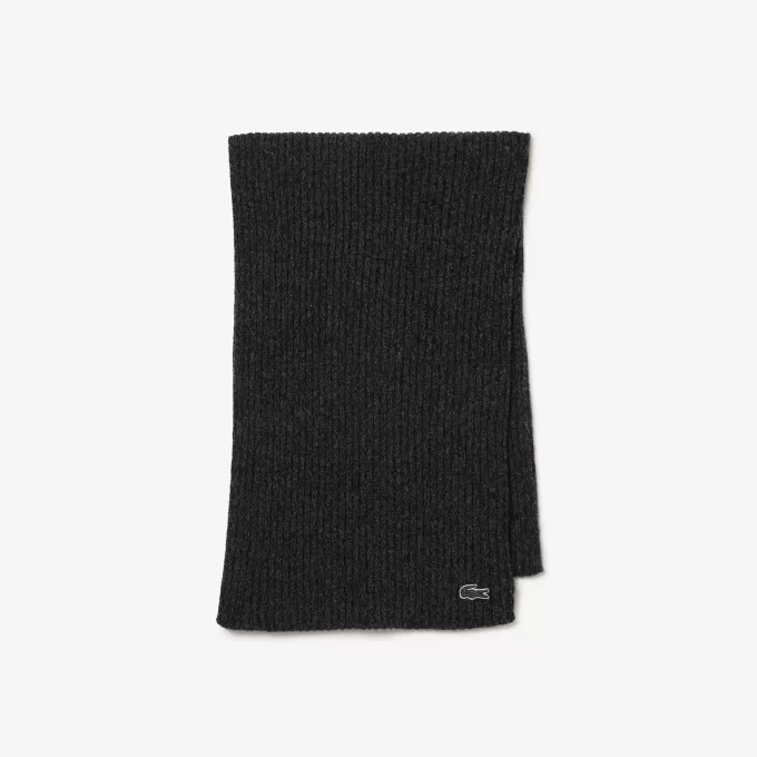 Mercerized Carded Wool Rib Knit Scarf