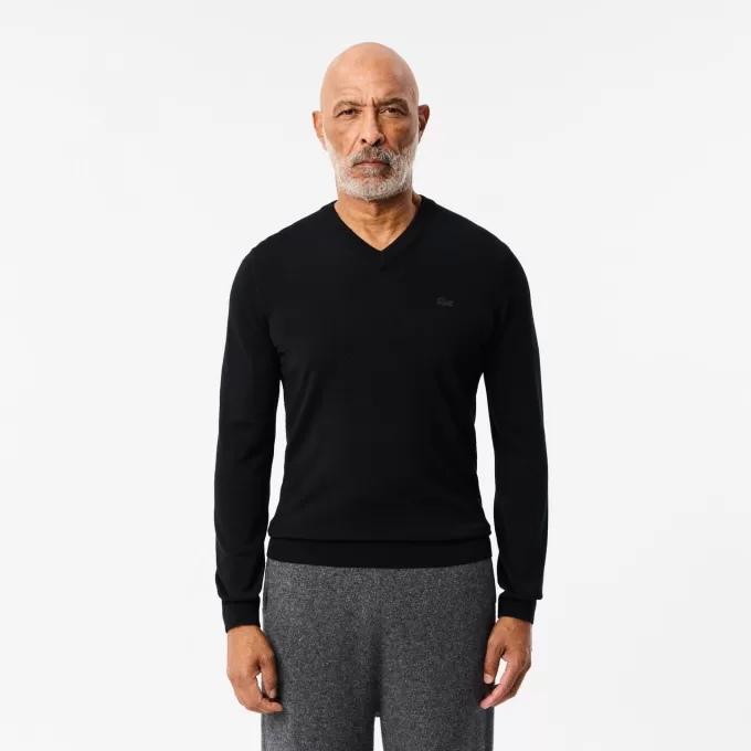 Merino Wool Monochrome V Neck Sweater