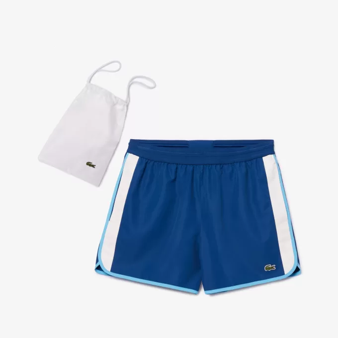Mid Length Colour-Block Striped Swim Trunks
