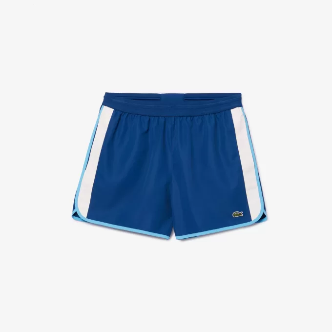 Mid Length Colour-Block Striped Swim Trunks
