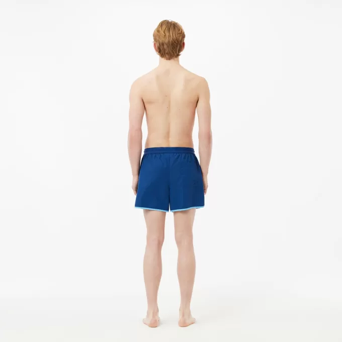 Mid Length Colour-Block Striped Swim Trunks