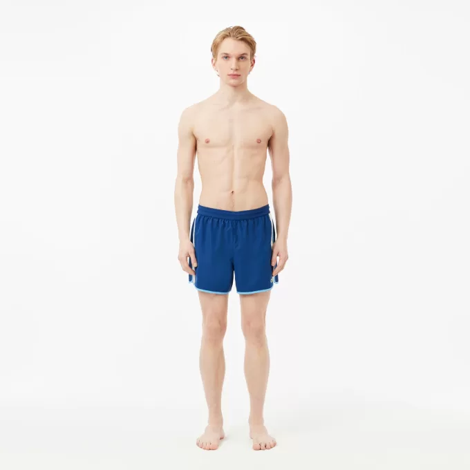 Mid Length Colour-Block Striped Swim Trunks
