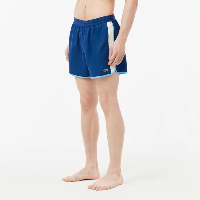 Mid Length Colour-Block Striped Swim Trunks