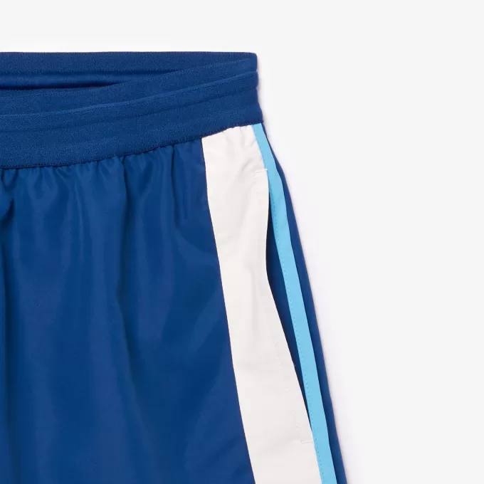 Mid Length Colour-Block Striped Swim Trunks