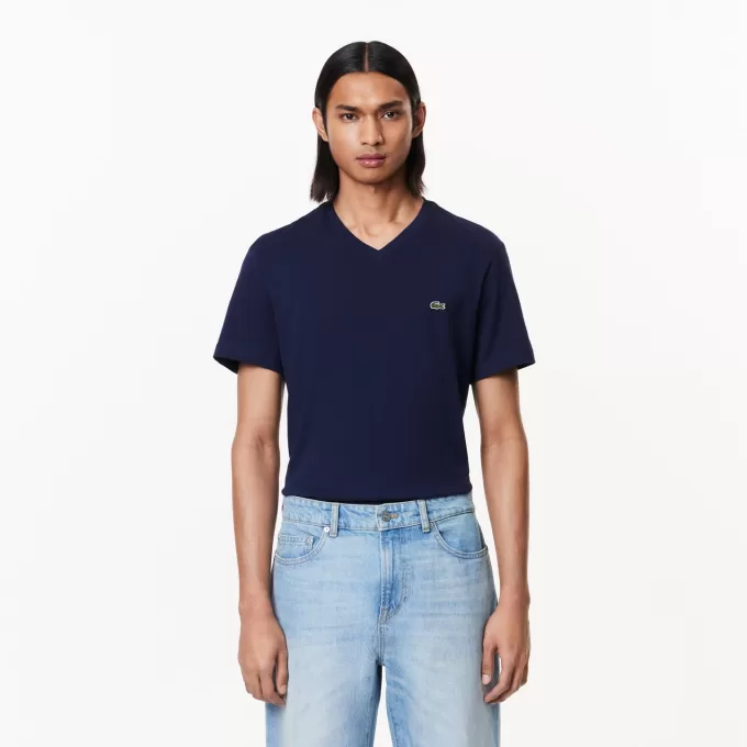 Monochrome Cotton V Neck T-Shirt