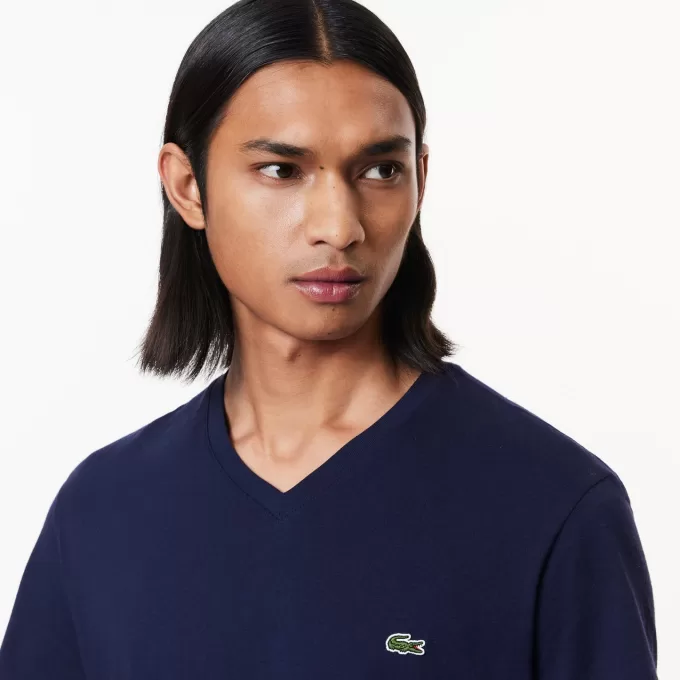 Monochrome Cotton V Neck T-Shirt