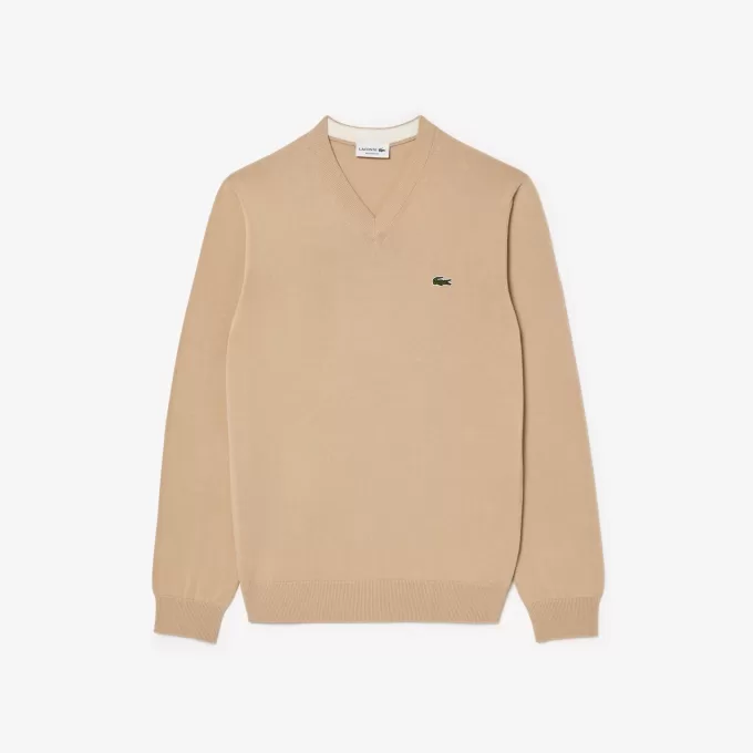 Monochrome Cotton V-neck Sweater