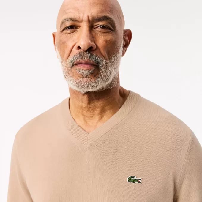 Monochrome Cotton V-neck Sweater