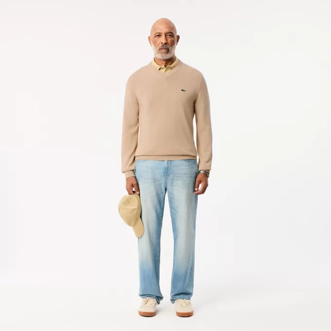 Monochrome Cotton V-neck Sweater