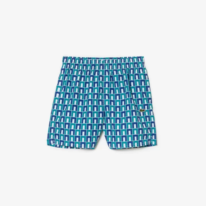 Monogram Print Swim Trunks