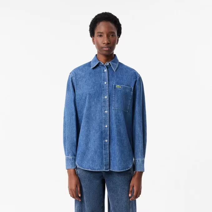 Oversized Denim Breast Pocket Shirt