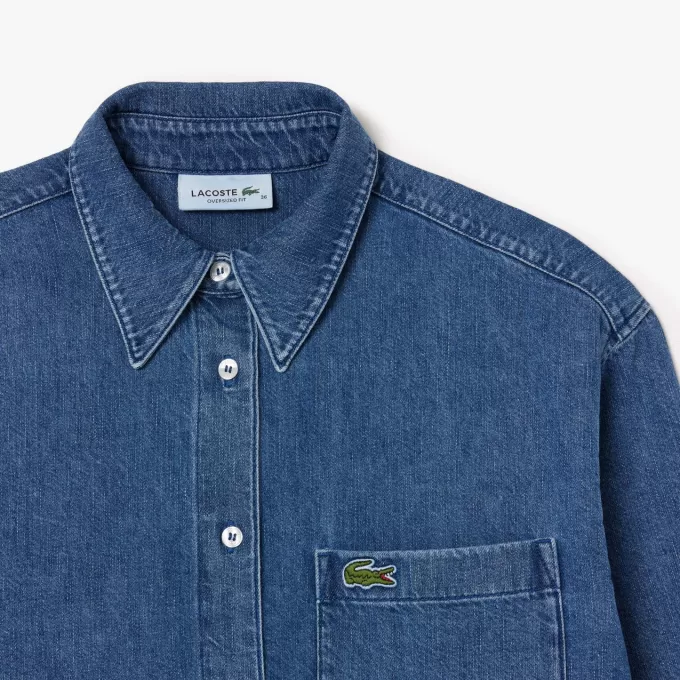 Oversized Denim Breast Pocket Shirt