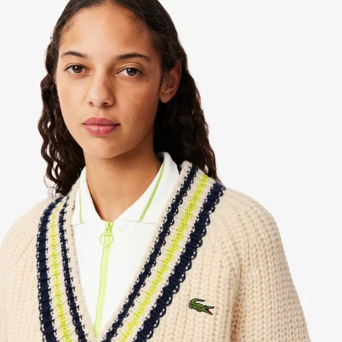 Oversized Wool V Neck Tennis Sweater