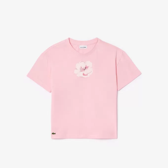 Printed Embroidered Flower T-shirt