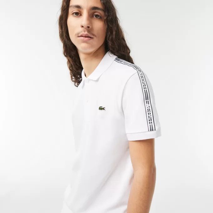 Regular Fit Logo Stripe Stretch Cotton Polo Shirt