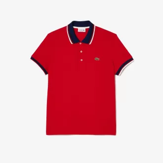 Regular Fit Stretch Cotton Piqué Contrast Collar Polo Shirt