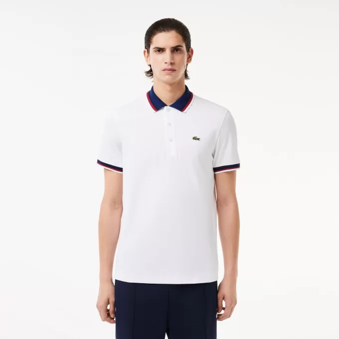 Regular Fit Stretch Cotton Piqué Contrast Collar Polo Shirt