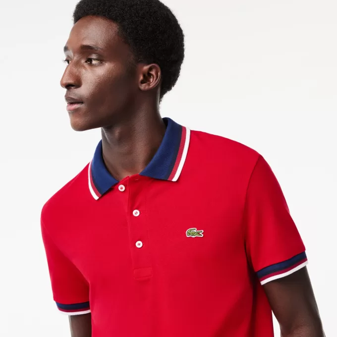 Regular Fit Stretch Cotton Piqué Contrast Collar Polo Shirt