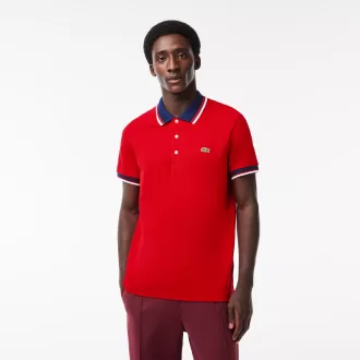 Regular Fit Stretch Cotton Piqué Contrast Collar Polo Shirt
