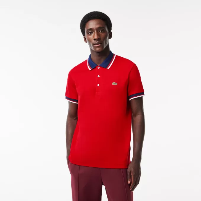 Regular Fit Stretch Cotton Piqué Contrast Collar Polo Shirt