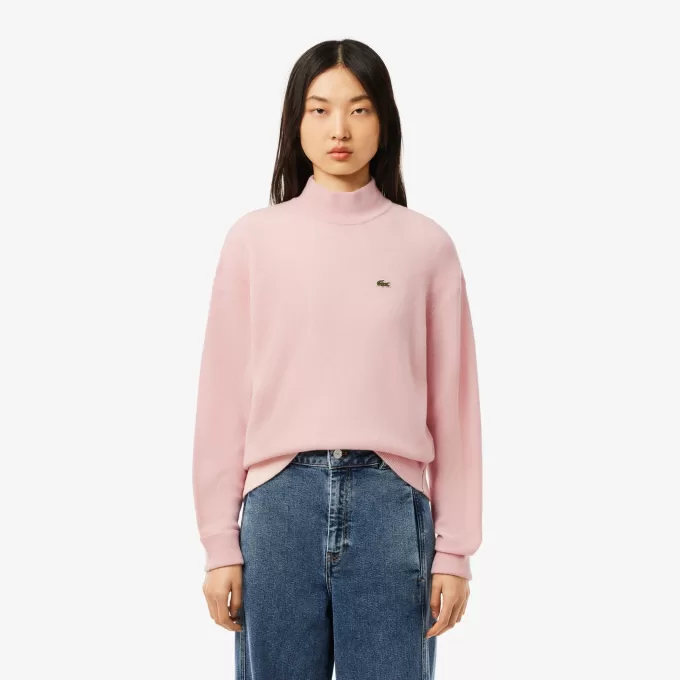 Relaxed Fit Carded Wool High Neck Sweater