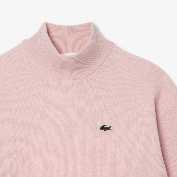 Relaxed Fit Carded Wool High Neck Sweater